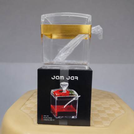 Acrylic Sugar Pot 250ml with Gold Band