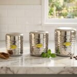 Dhyana Stainless Steel Hammered Dabba Set - 3 Pcs