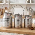 Stainless Steel Milk Can Style Dabba Set with Handle - 3 Pcs