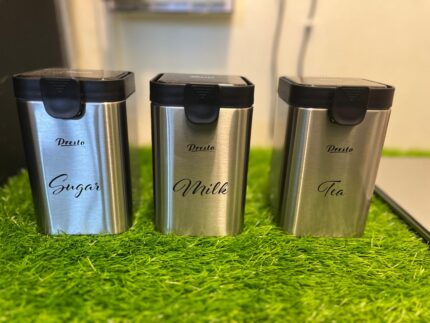 Presto Stainless Steel Canister Set of 3 for Sugar Milk and Tea