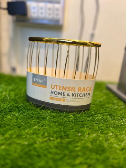 EMAY Gold-Rimmed Wire Utensil Rack for Kitchen Countertop