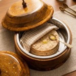 Wooden Roti Box with Stainless Steel Inner Bowl & Lid