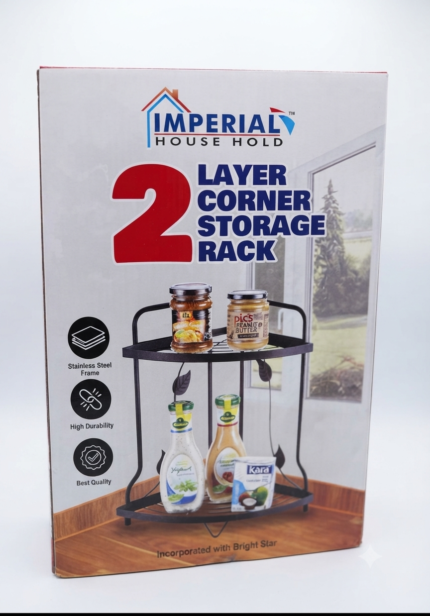 2 Layer Corner Storage Rack for Kitchen Countertop