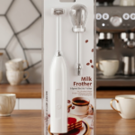 3-Speed Electric Milk Frother with 2 Interchangeable Whisks – Handheld Coffee Foam Maker