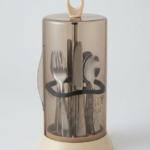 360° Rotating Cutlery Organizer with Dust-Proof Cover – Multi-Compartment Utensil Holder