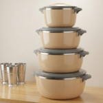 4-Piece Insulated Hot Pot Casserole Set with Stainless Steel Lids