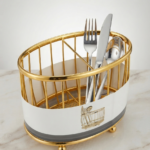 Luxury Gold Metal Cutlery Holder & Kitchen Utensil Organizer