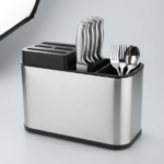 Stainless Steel Kitchen Knife & Cutlery Holder Organizer with Multi Compartments