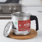 Japanese Style Stainless Steel Oil Strainer & Cooker Pot - 1.3L/1.5L, Frying Oil Reuser & Storage Container (Health Brand)